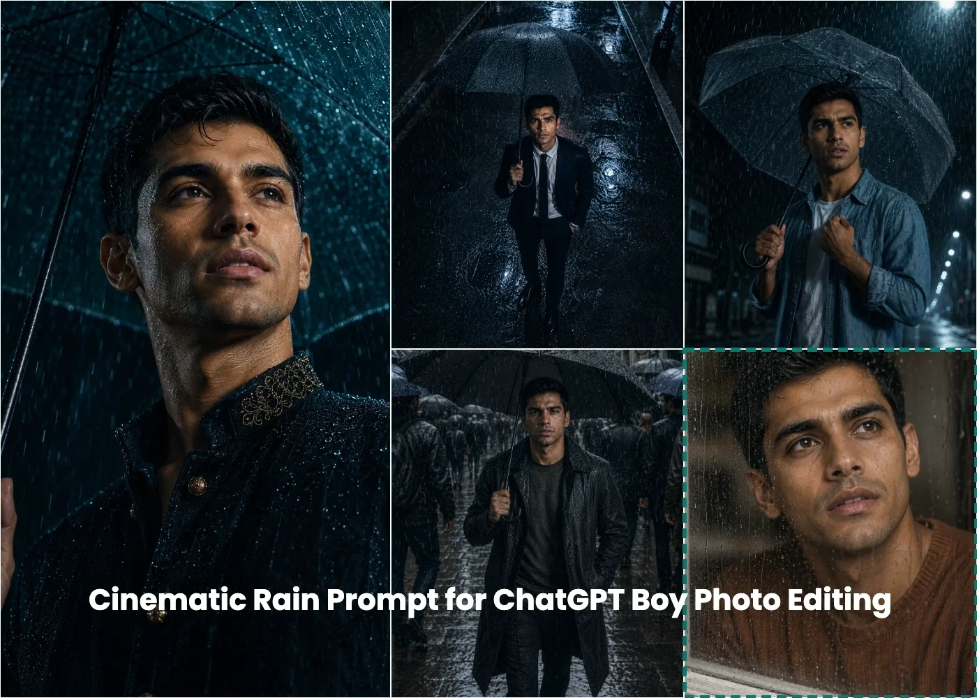 Cinematic Rain Prompt for ChatGPT Boy Photo Editing