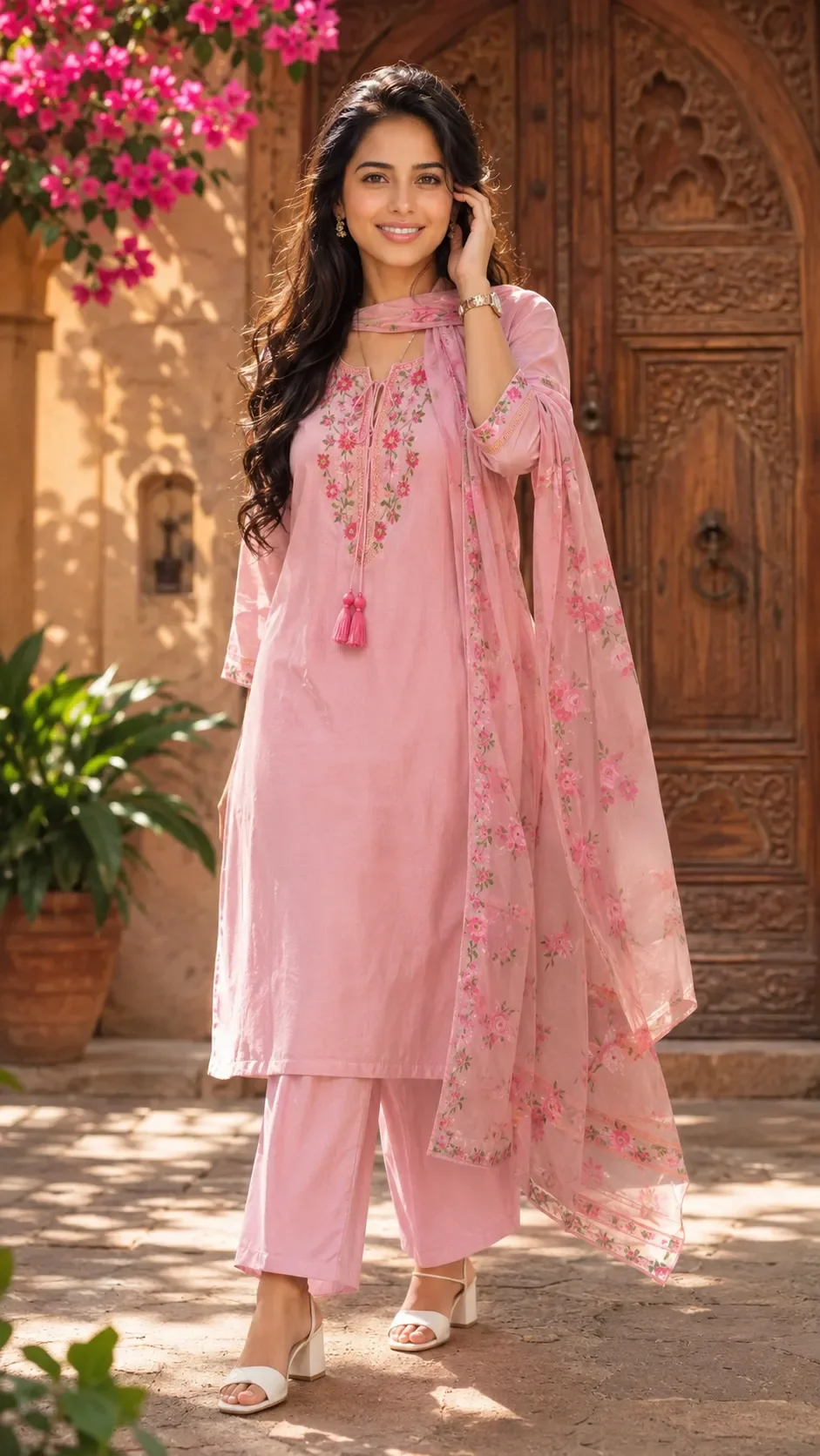 Pink salwar suit girl chatgpt photo prompt