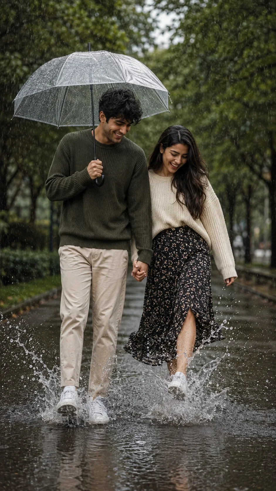 Rain prompt for couple gemini ai photo
