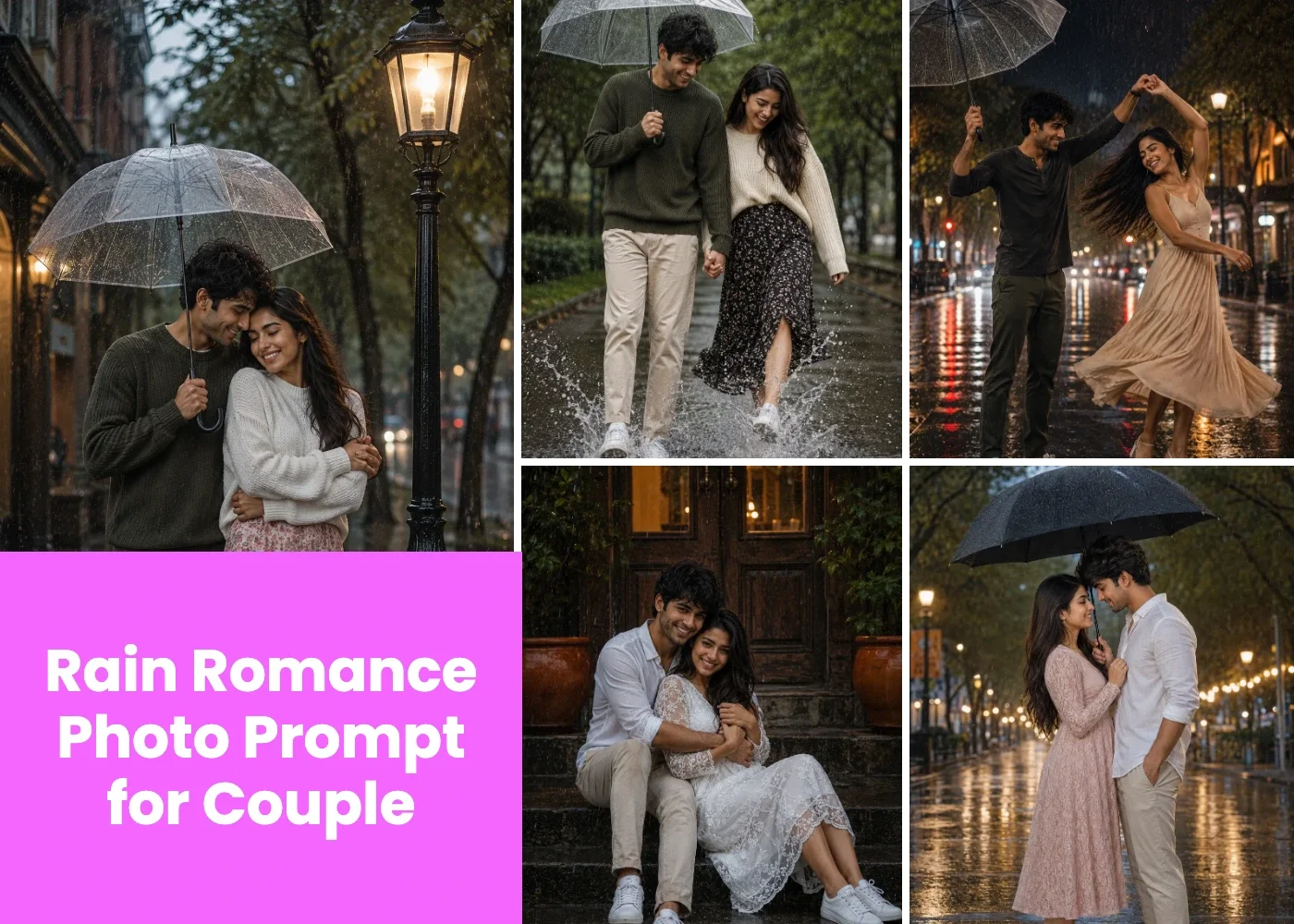 Rain Romance ChatGPT Photo Prompt for Couple