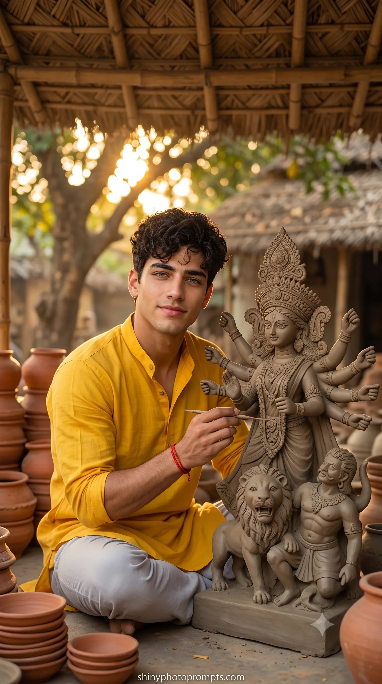 Durga Puja AI prompt boy