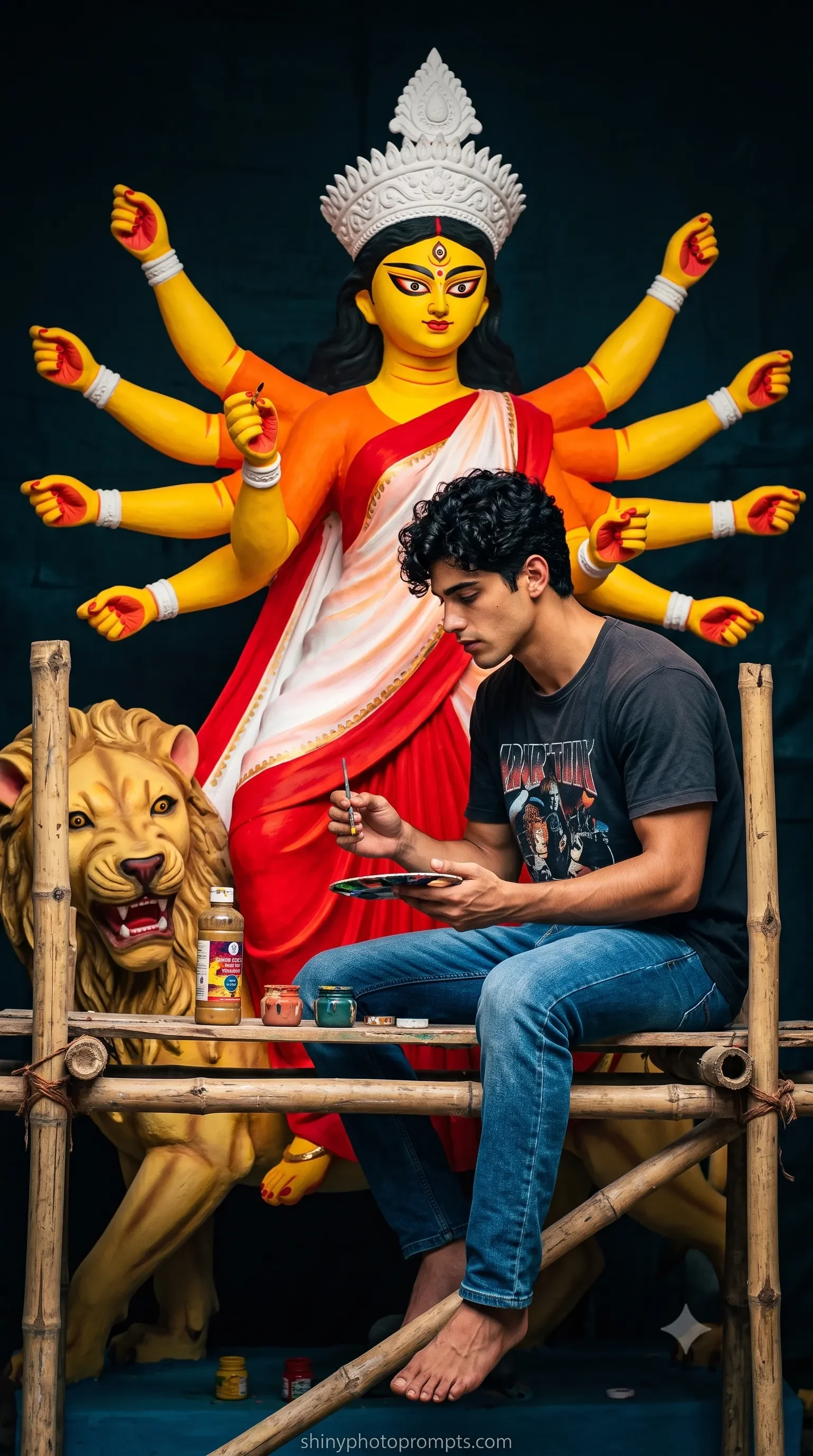 Durga Puja AI prompt men