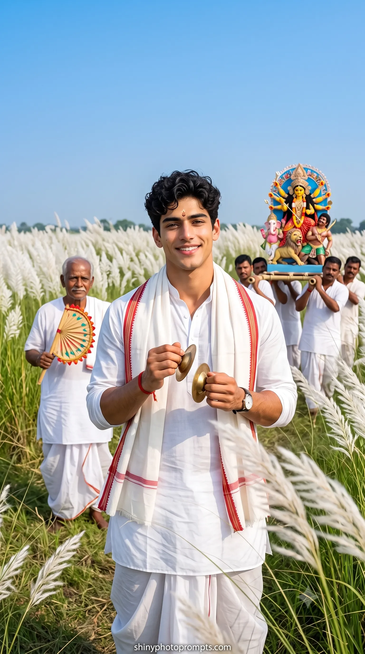 Prompt seen Durga Puja men AI photo